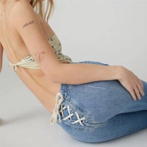 NWT BDG women's size 26 blue lace up back flare jeans